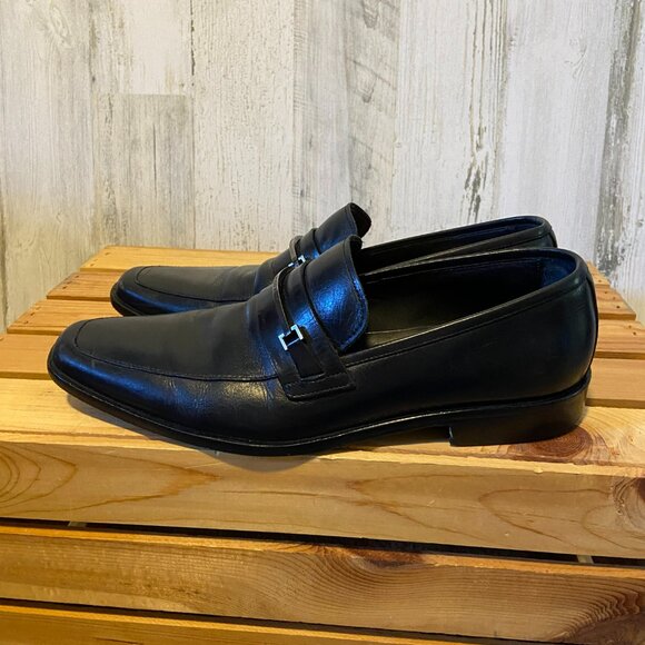 HUGO BOSS Men\'s Size 8 Leather Square Toe Black Loafers Hugo Boss Horsebit main image 10